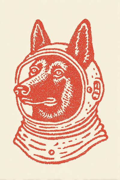 Astronaut Dog Illustration Poster. poster print