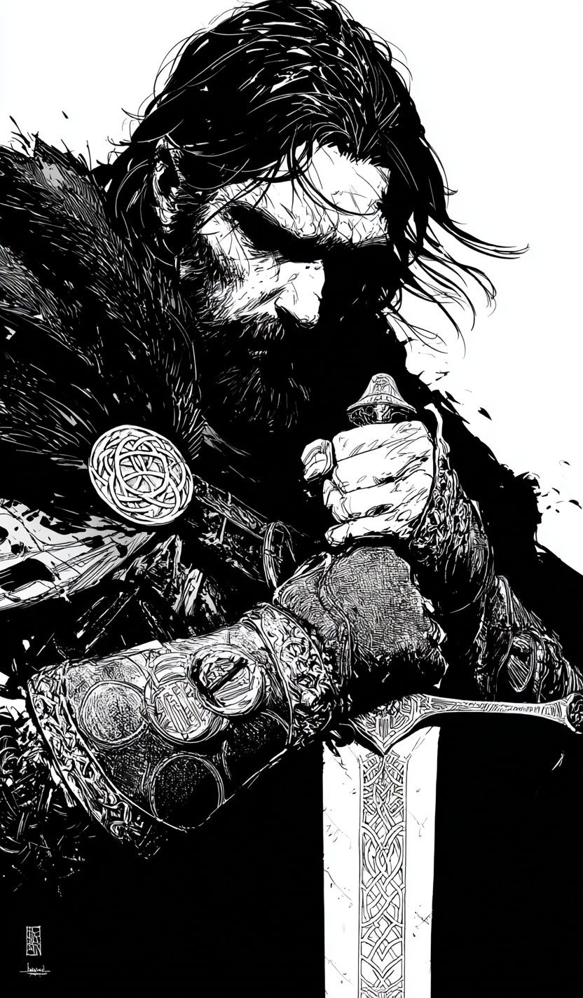 Viking Warrior Ink Poster. poster detail
