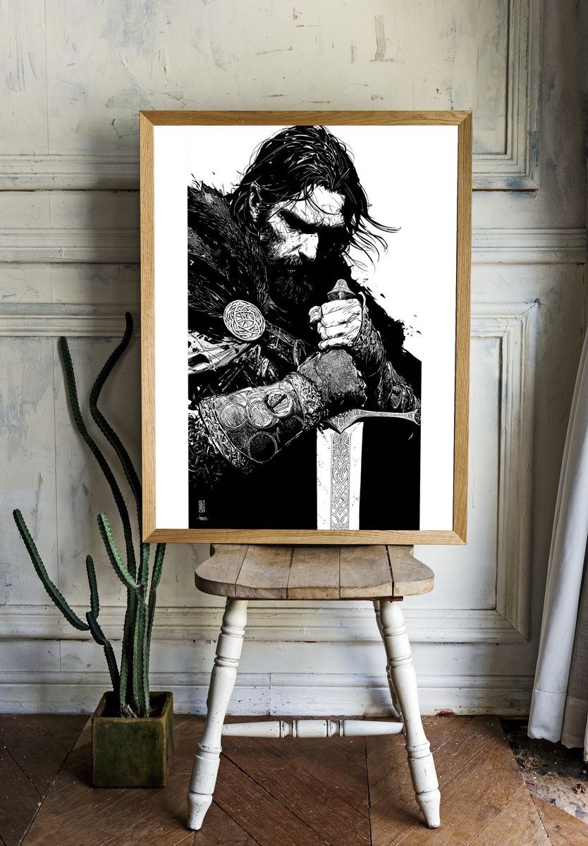 Viking Warrior Ink Poster. — room view 1