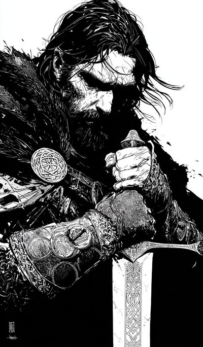 Viking Warrior Ink Poster. poster print