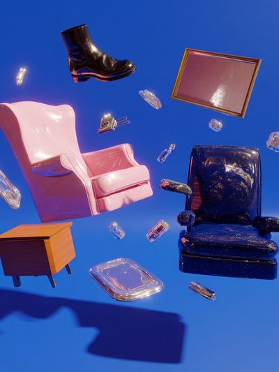 Floating Furniture Surrealism Poster. poster