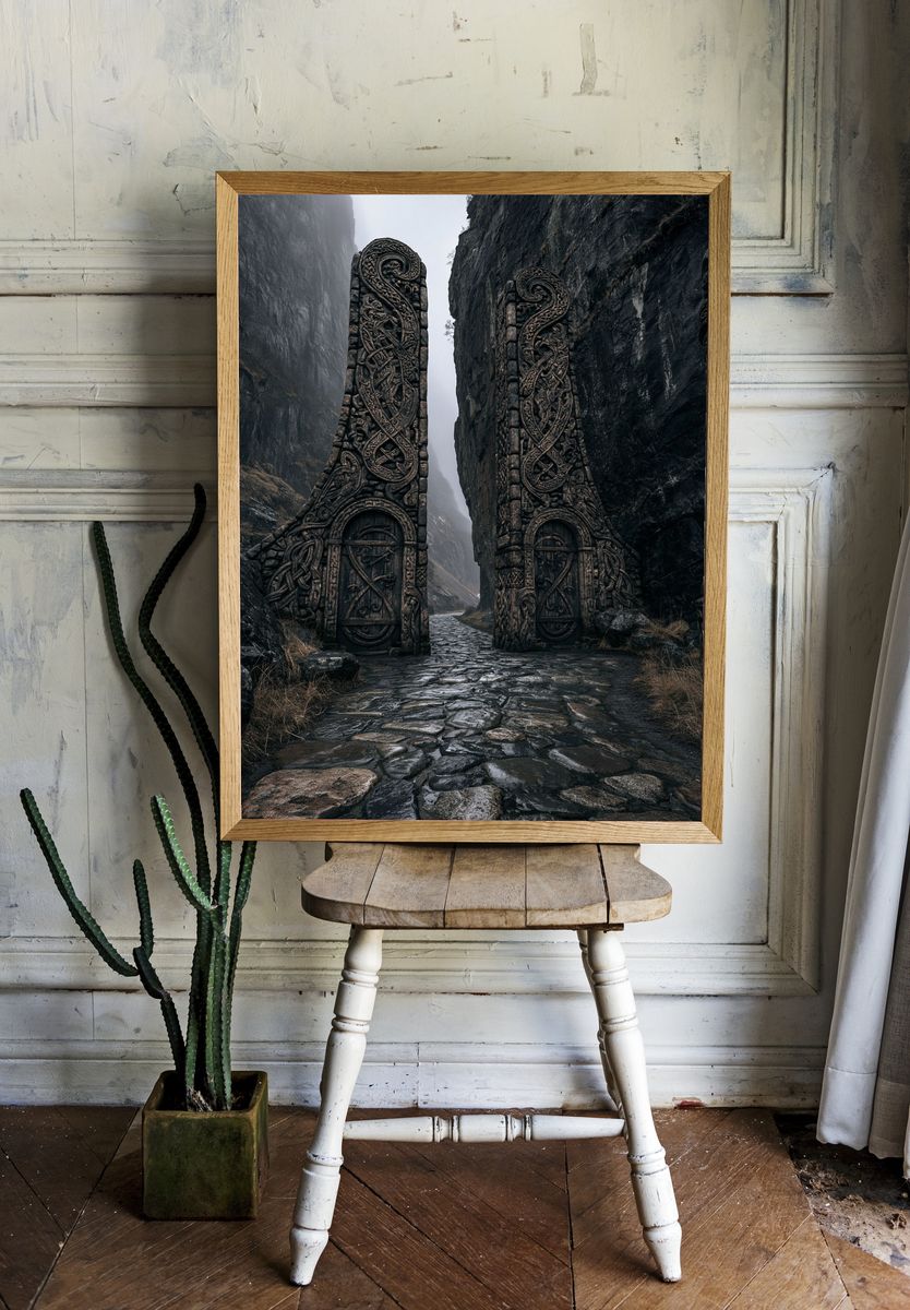 Celtic Stone Gate Fantasy Print. — room view 1