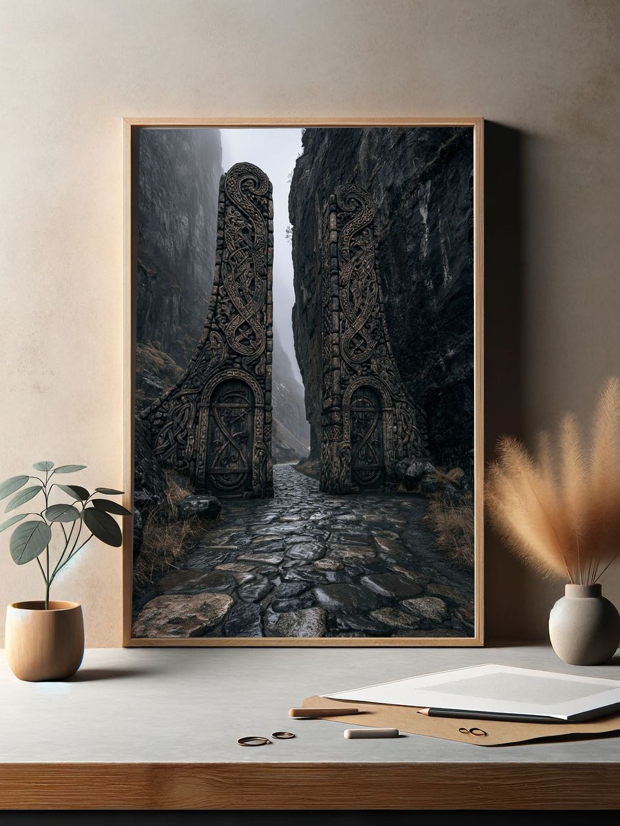 Celtic Stone Gate Fantasy Print. — room view 2
