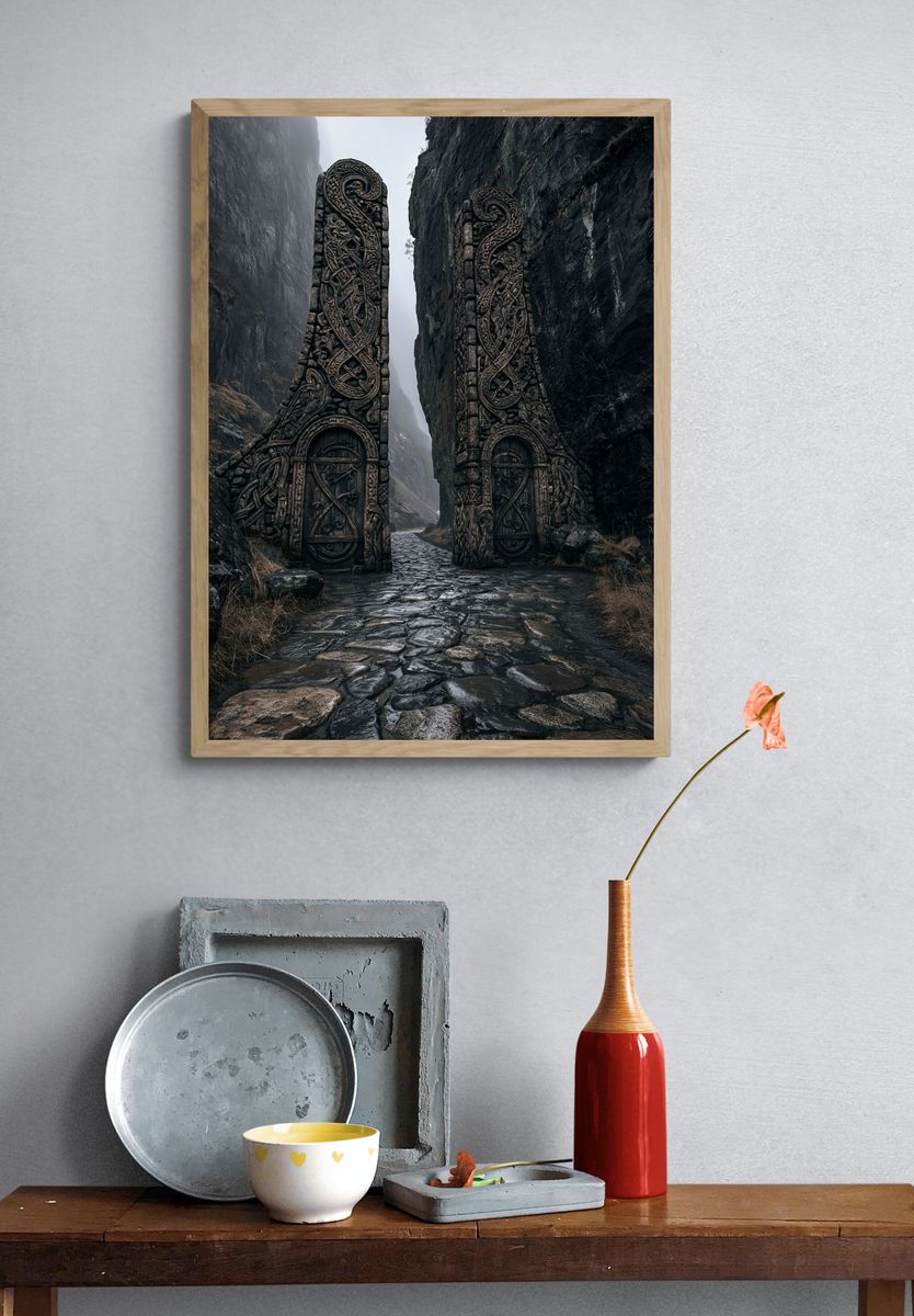 Celtic Stone Gate Fantasy Print. — room view 3
