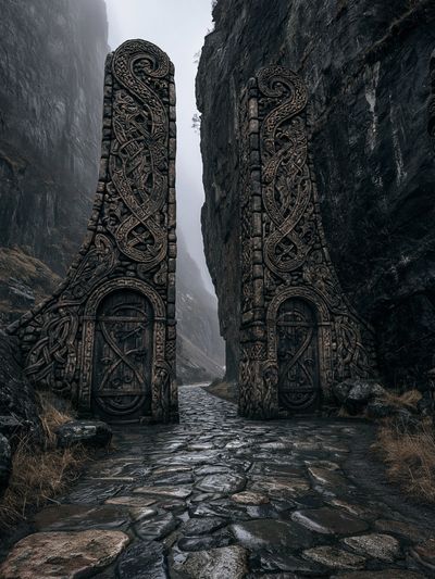 Celtic Stone Gate Fantasy Print. poster print