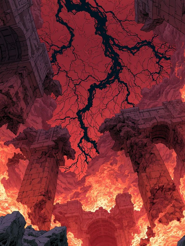 Infernal Ruins Fantasy Illustration Poster. poster detail