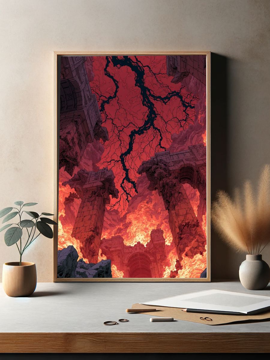 Infernal Ruins Fantasy Illustration Poster. — room view 2