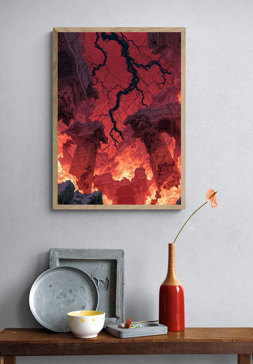 Infernal Ruins Fantasy Illustration Poster. — room view 3