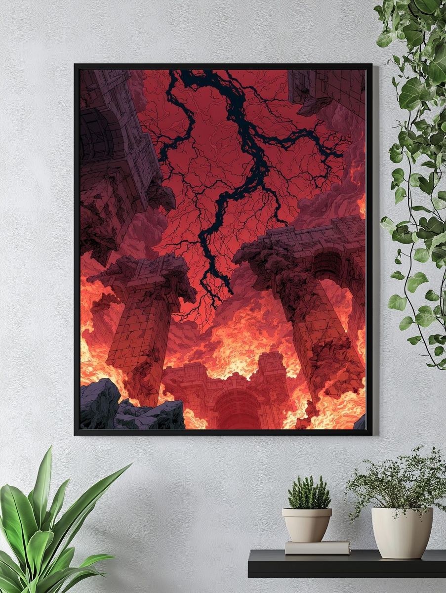 Infernal Ruins Fantasy Illustration Poster. — room view 4
