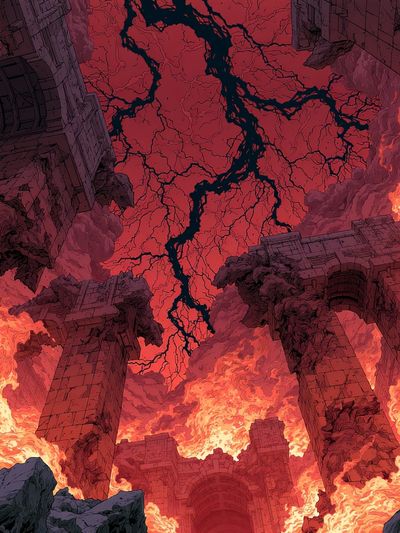 Infernal Ruins Fantasy Illustration Poster. poster print