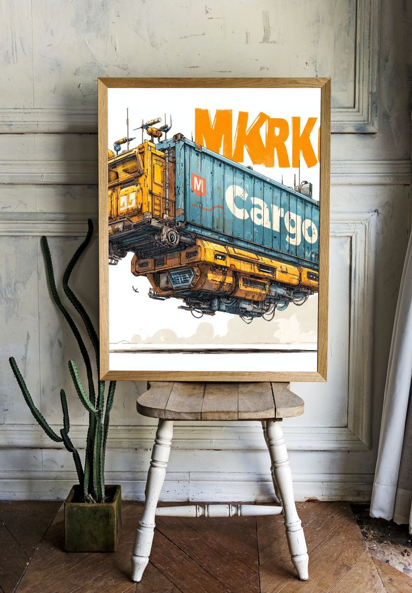 Cargo Airship Illustration Poster. — room view 1