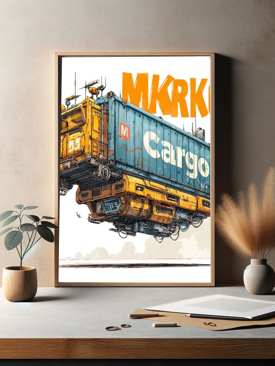 Cargo Airship Illustration Poster. — room view 2