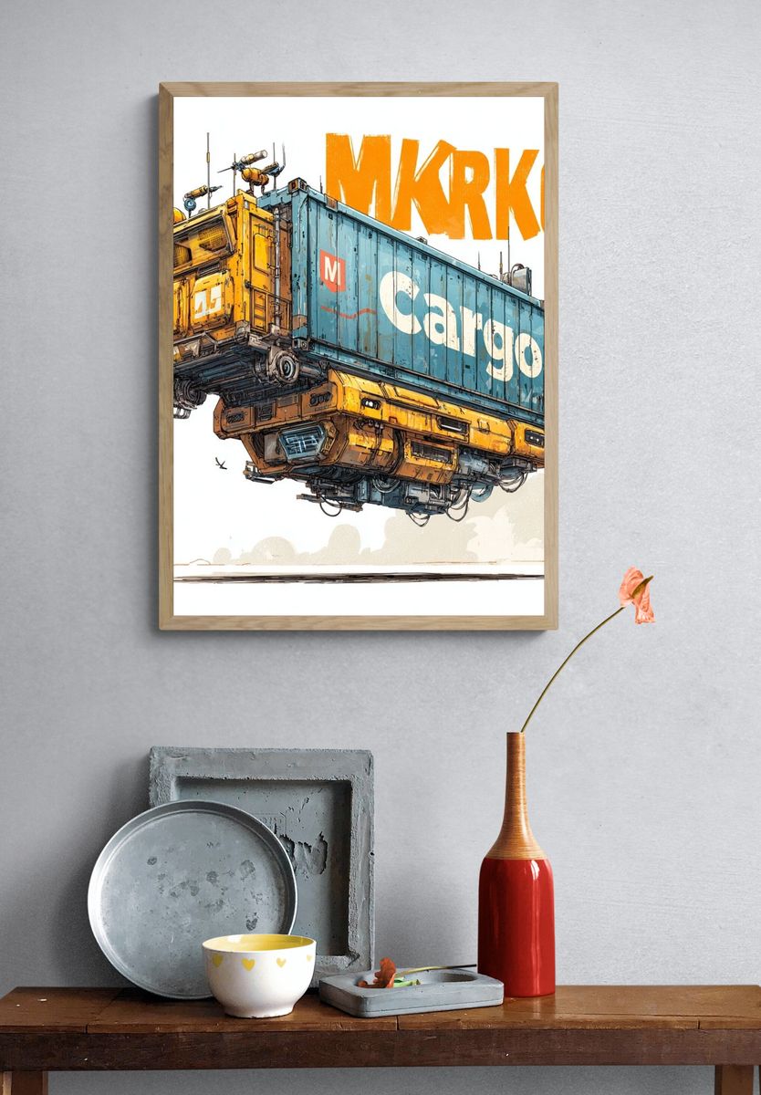 Cargo Airship Illustration Poster. — room view 3