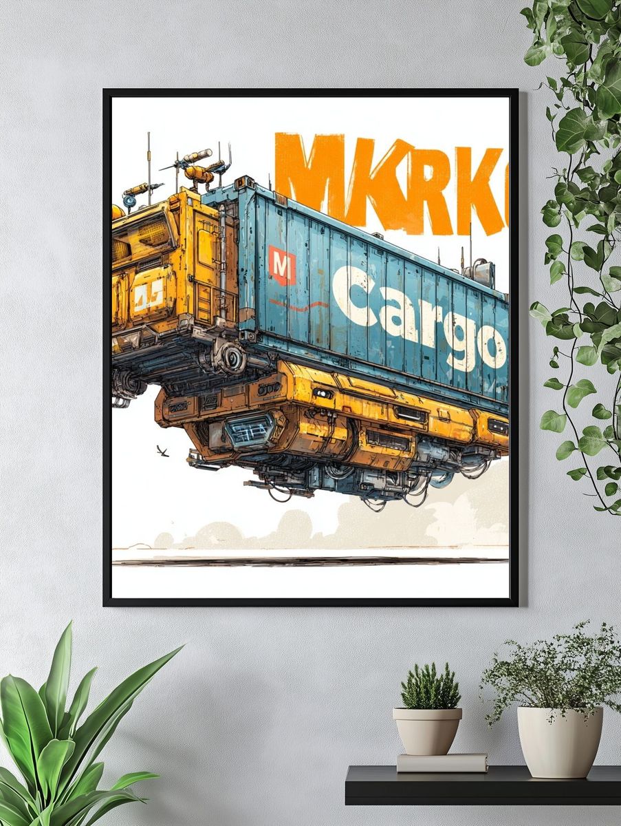 Cargo Airship Illustration Poster. — room view 4