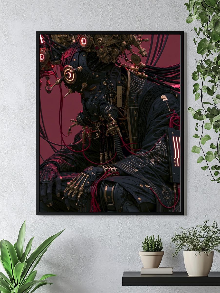 Cybernetic Figure Digital Art Poster. — room view 4
