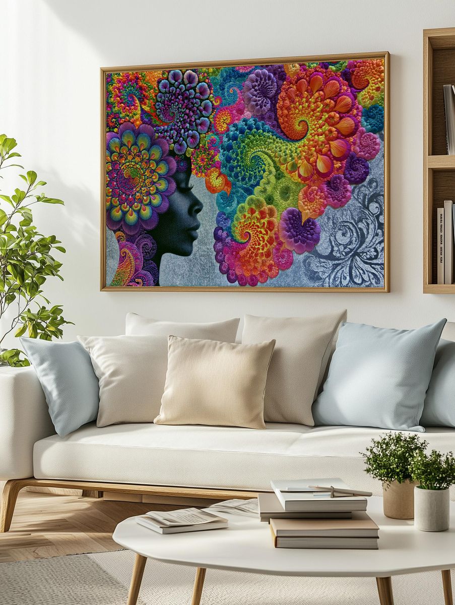 Colorful Floral Mind Poster. — room view 2