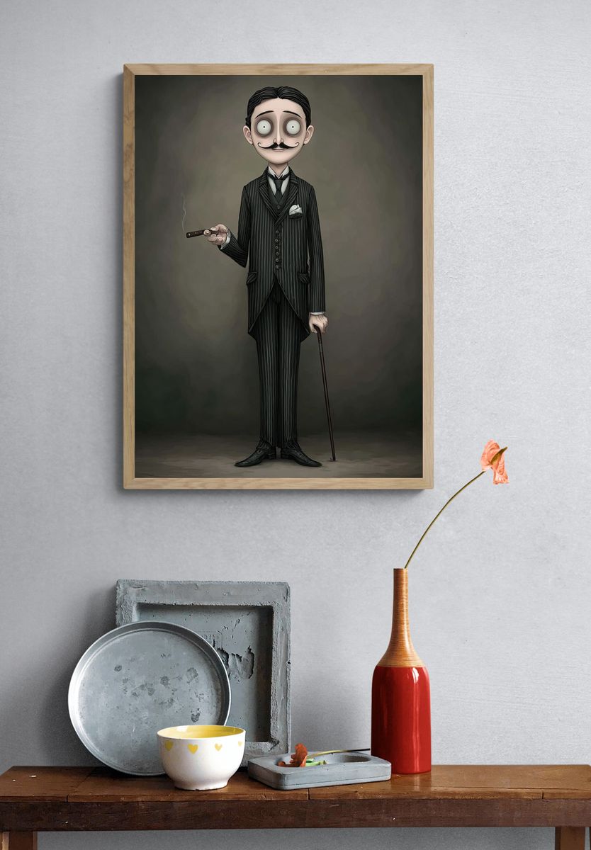 Gothic Gentleman Illustration Poster. — room view 3