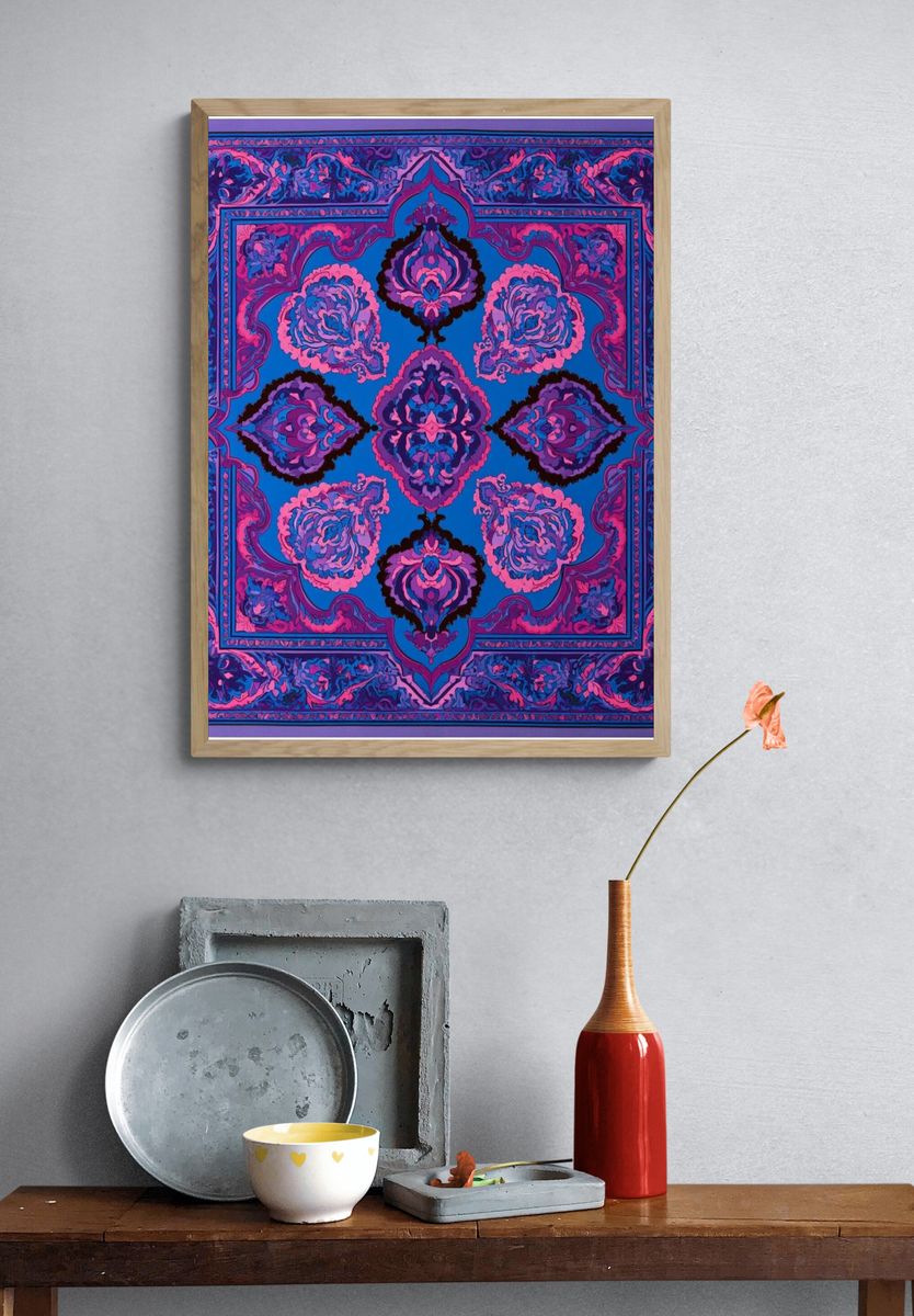 Ornate Floral Mandala Print. — room view 3