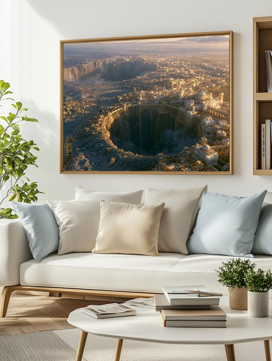 Fantasy City Crater Landscape Print. — room view 2