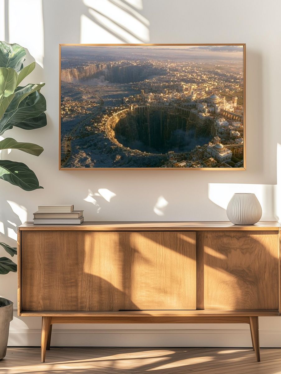 Fantasy City Crater Landscape Print. — room view 3