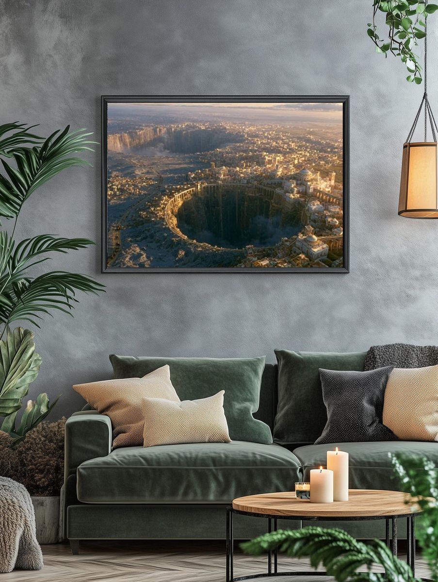 Fantasy City Crater Landscape Print. — room view 4