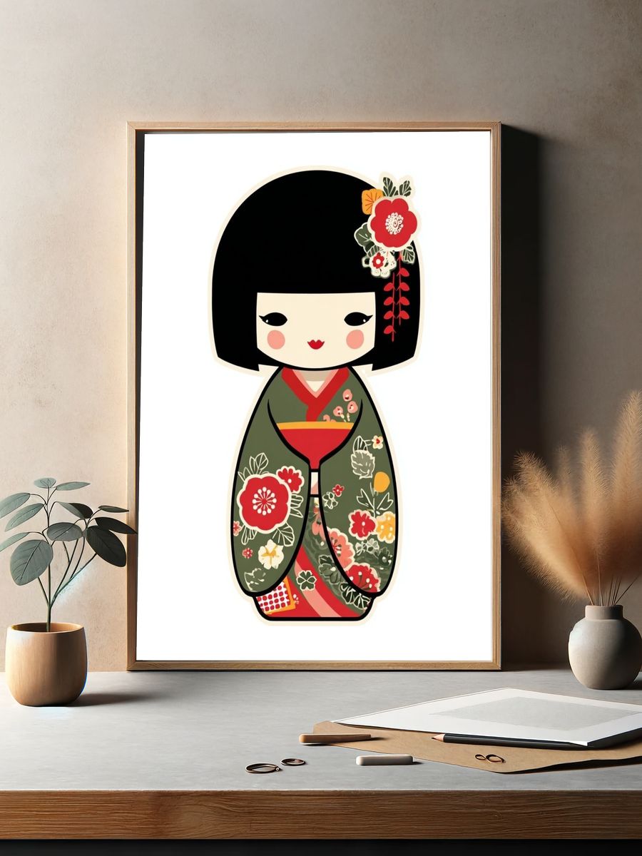 Kokeshi Doll Illustration Poster. — room view 2