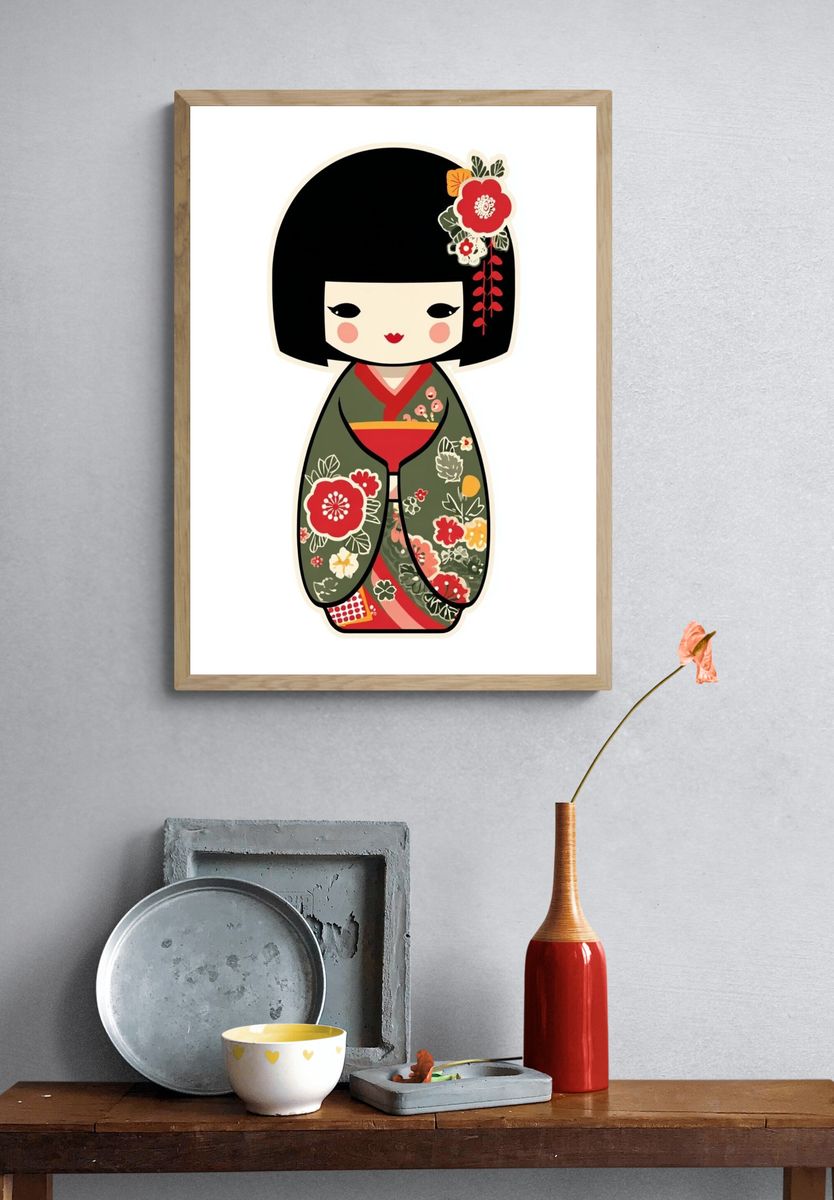 Kokeshi Doll Illustration Poster. — room view 3