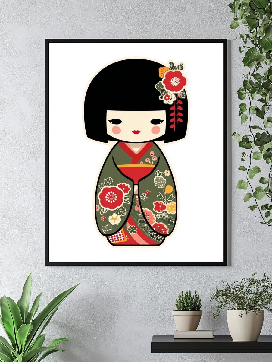 Kokeshi Doll Illustration Poster. — room view 4