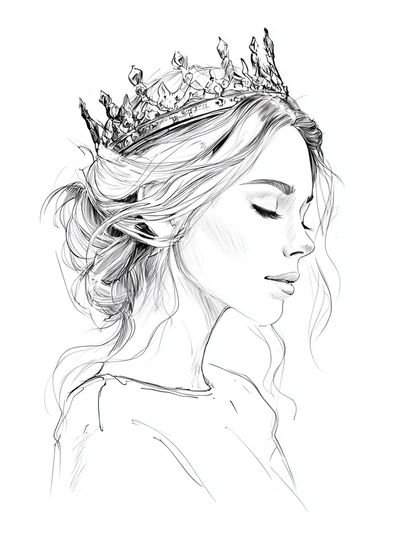 Crowned Woman Line Art Poster. poster print