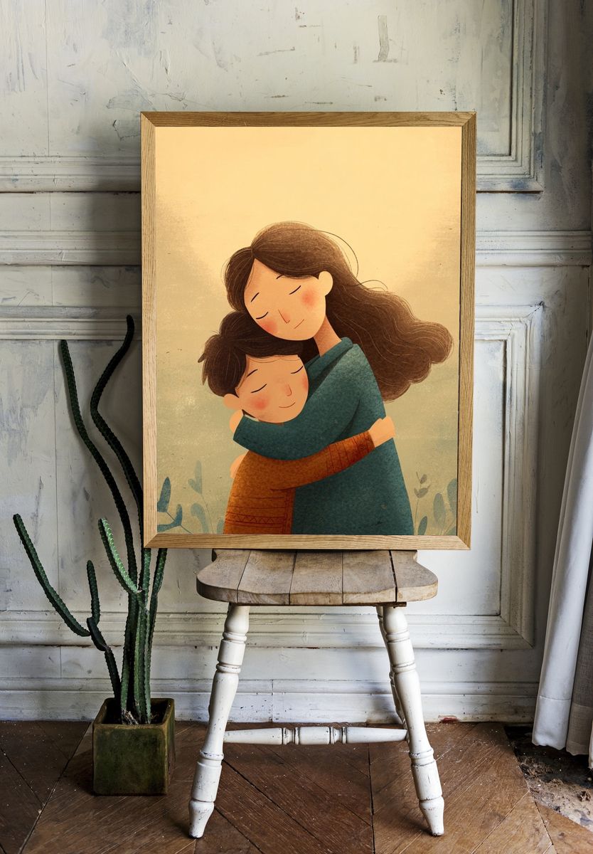 Tender Embrace Illustration Poster. — room view 1