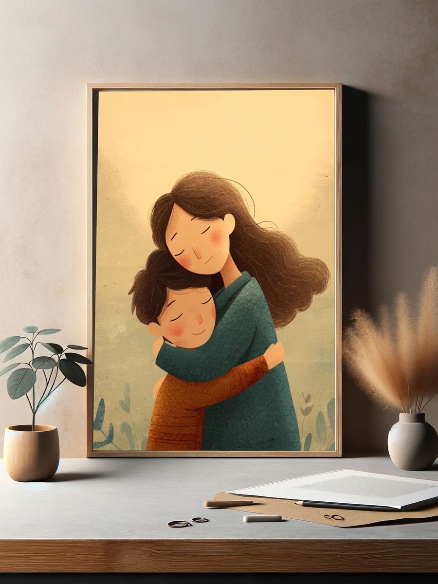 Tender Embrace Illustration Poster. — room view 2