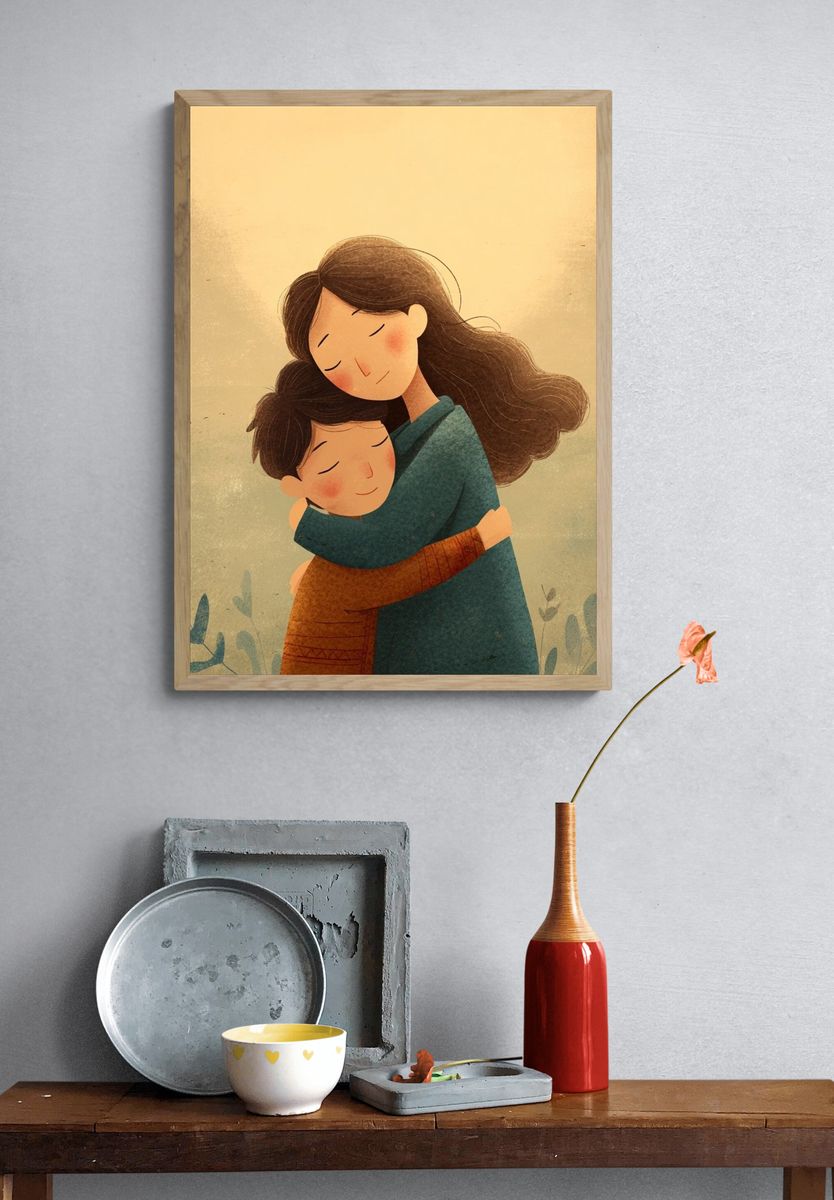Tender Embrace Illustration Poster. — room view 3