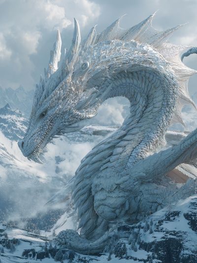 Ice Dragon Mountain Fantasy Print. poster print