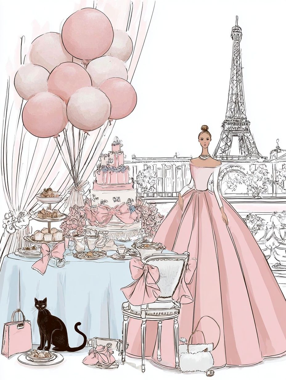 Paris Fashion Party Illustration Poster. poster detail