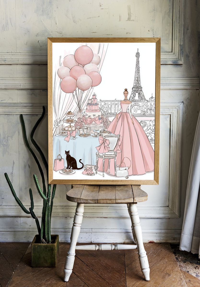 Paris Fashion Party Illustration Poster. — room view 1