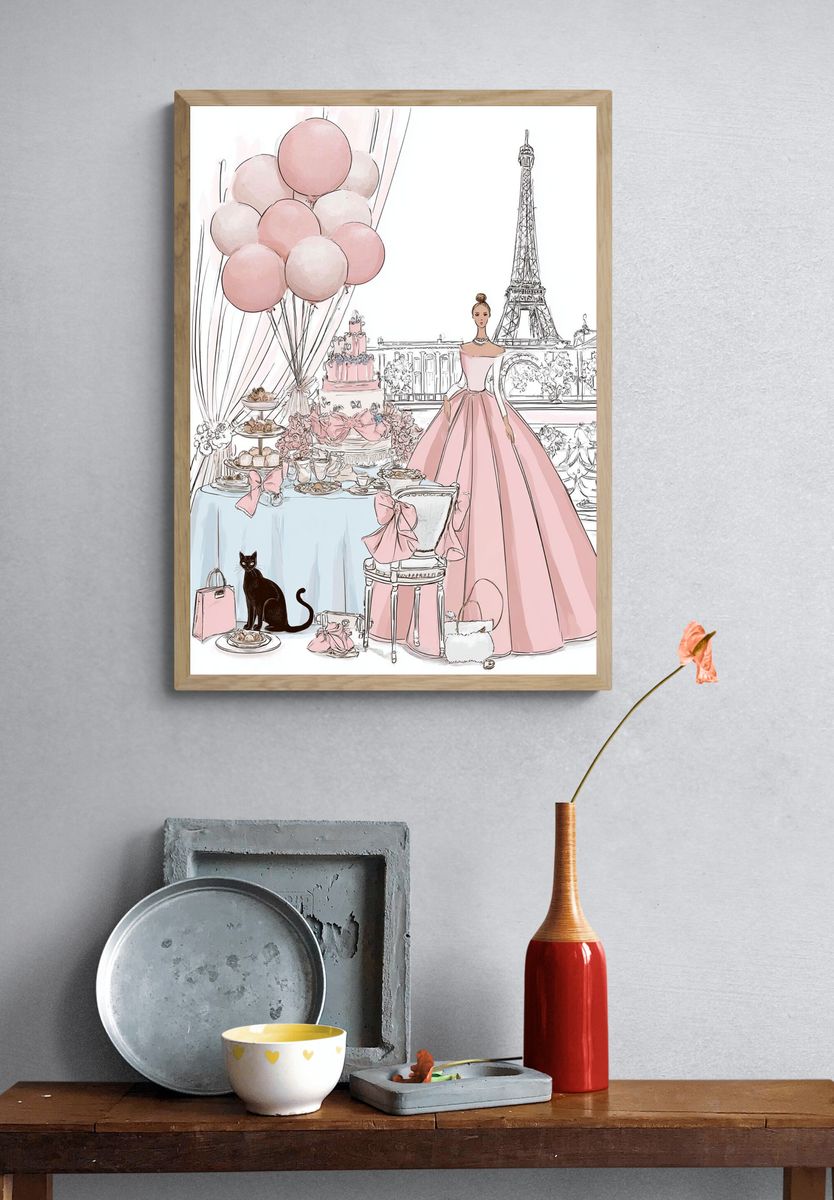 Paris Fashion Party Illustration Poster. — room view 3