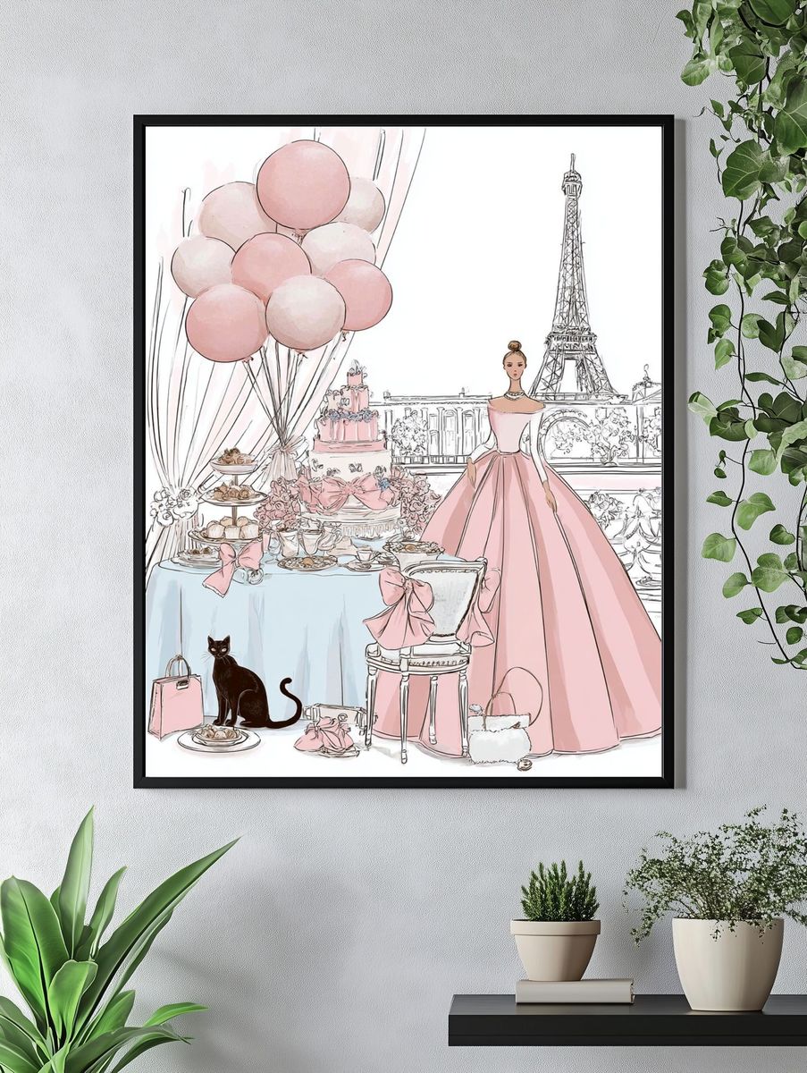 Paris Fashion Party Illustration Poster. — room view 4