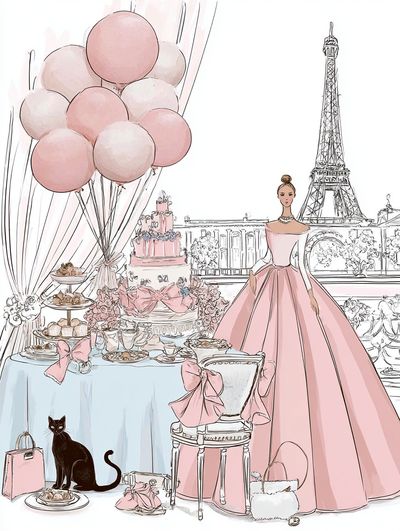 Paris Fashion Party Illustration Poster. poster print