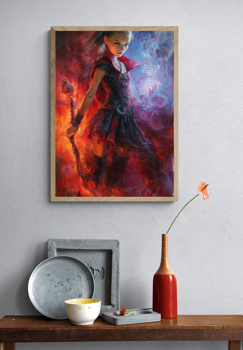 Fire and Ice Sorceress Illustration Poster. — room view 3