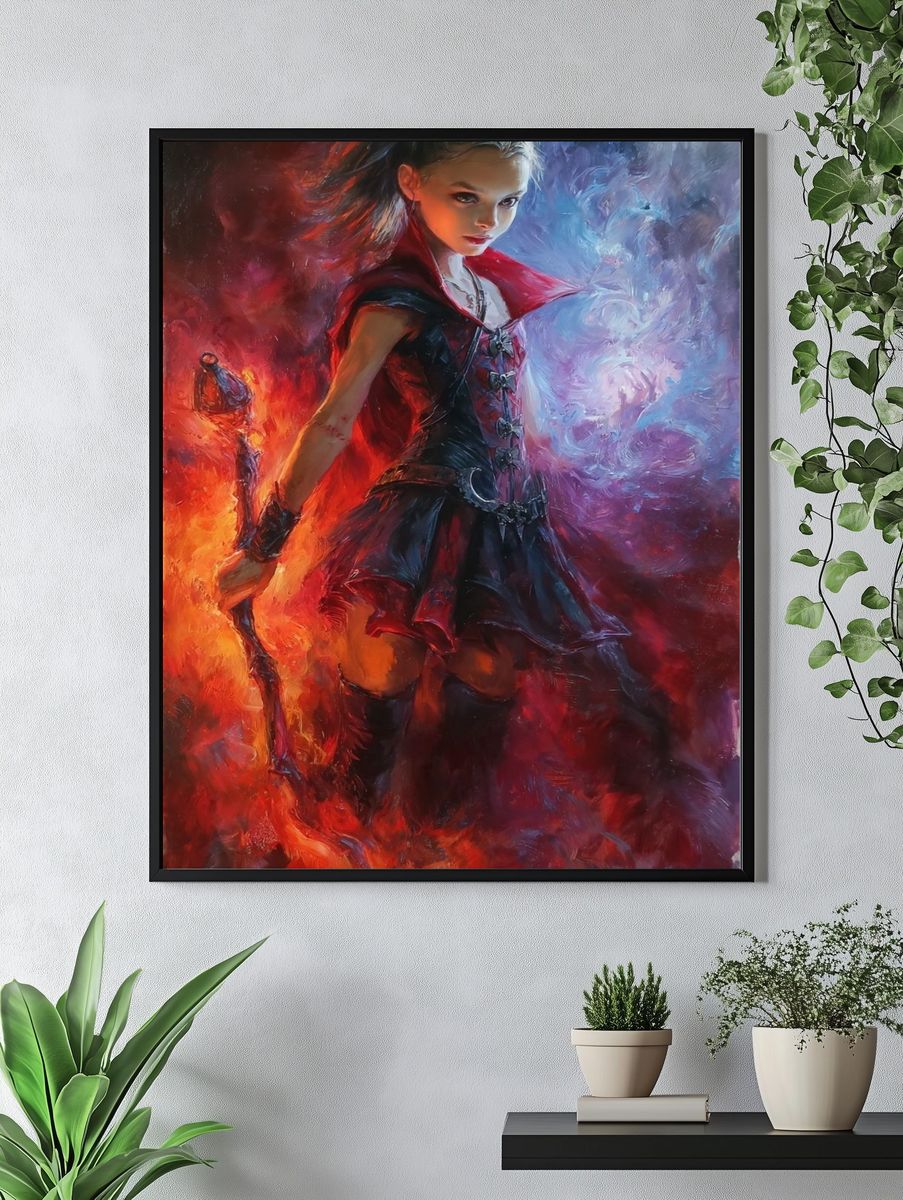 Fire and Ice Sorceress Illustration Poster. — room view 4