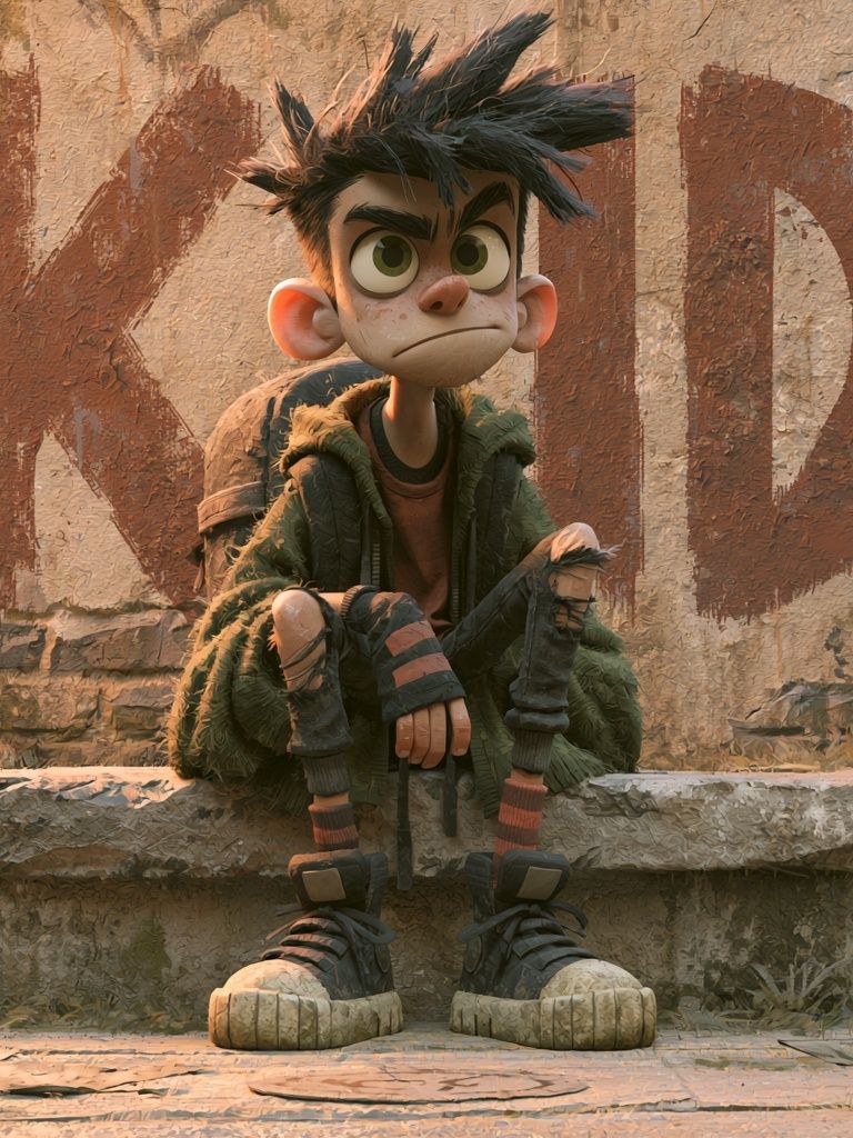 Animated Boy Character Illustration Poster. poster detail