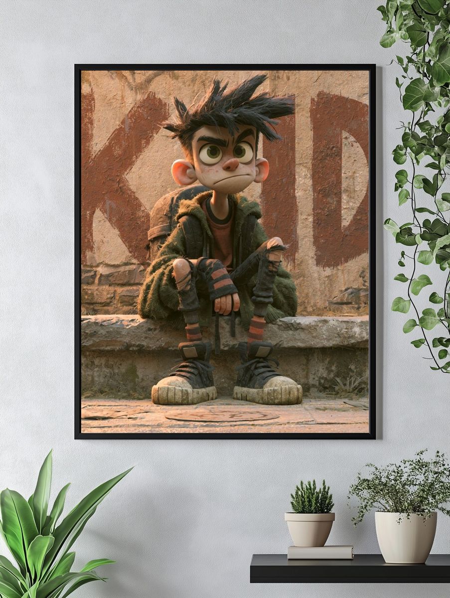 Animated Boy Character Illustration Poster. — room view 4