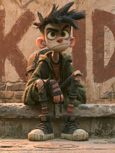 Animated Boy Character Illustration Poster. poster print