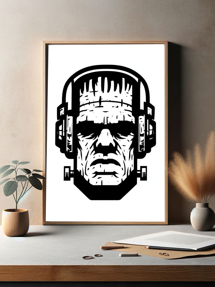 Frankenstein Headphones Typography Print. — room view 2
