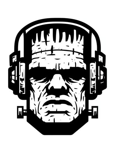 Frankenstein Headphones Typography Print. poster