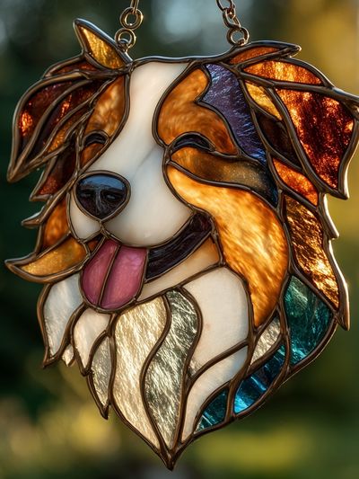 Stained Glass Collie Portrait Poster. poster print