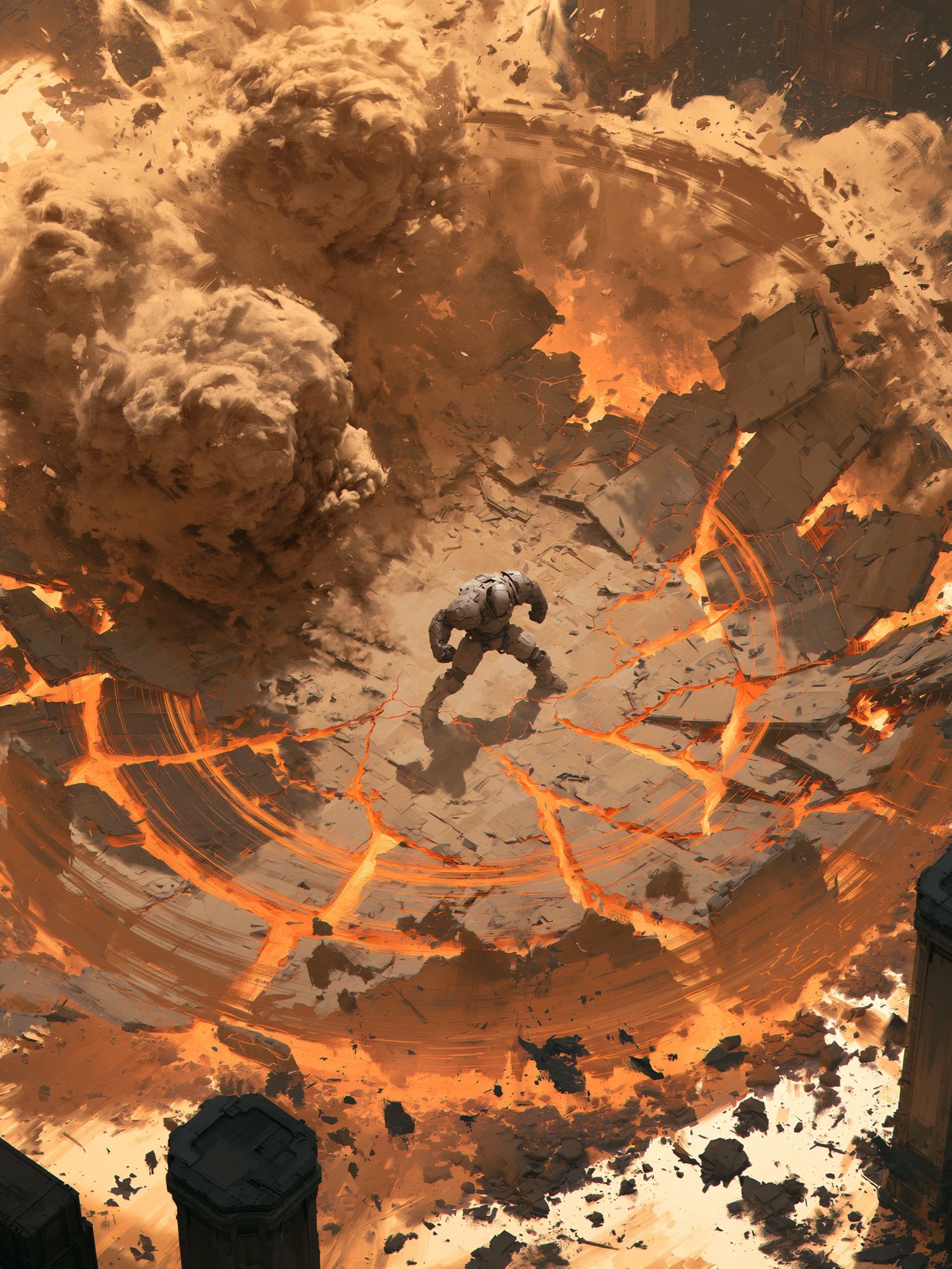 Volcanic Battle Scene Illustration Poster. poster detail