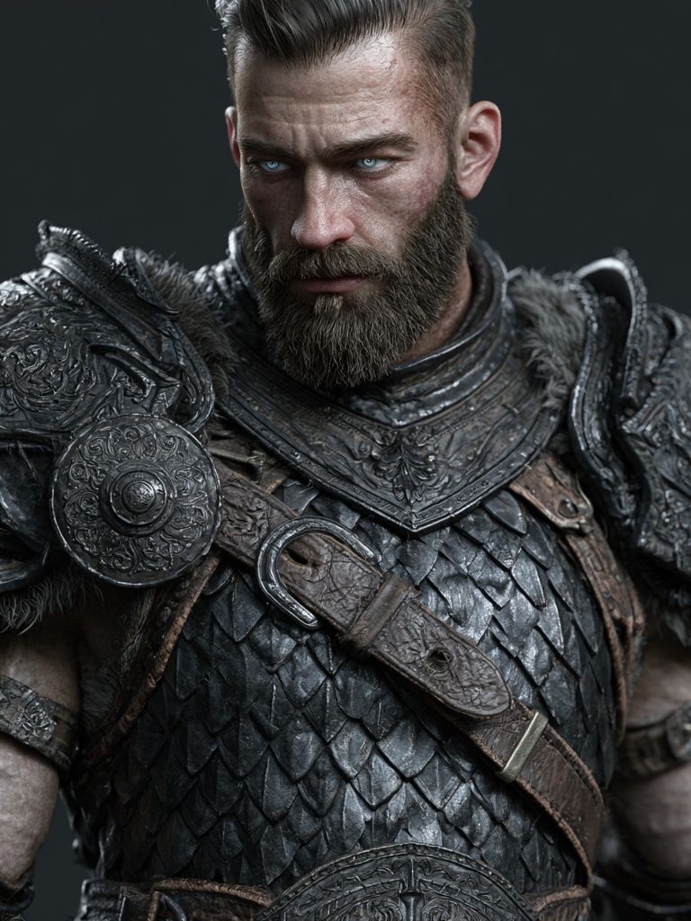Armored Warrior Portrait Print. poster — illustration art