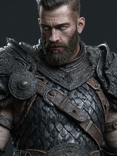 Armored Warrior Portrait Print. poster print