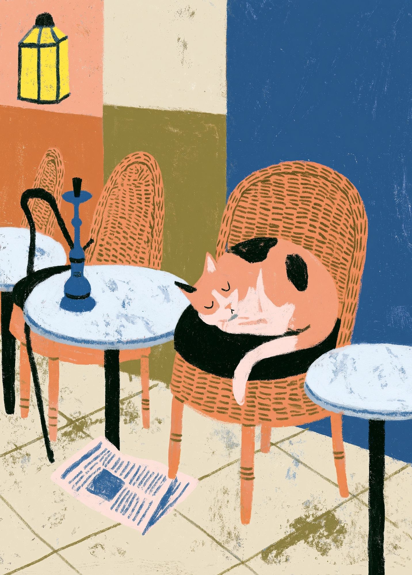 Cat Cafe Interior Illustration Poster. poster — illustration art